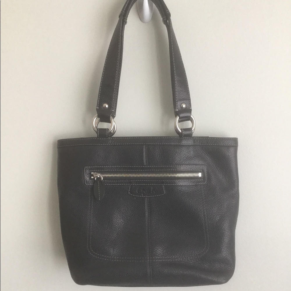 Black Leather Coach Tote